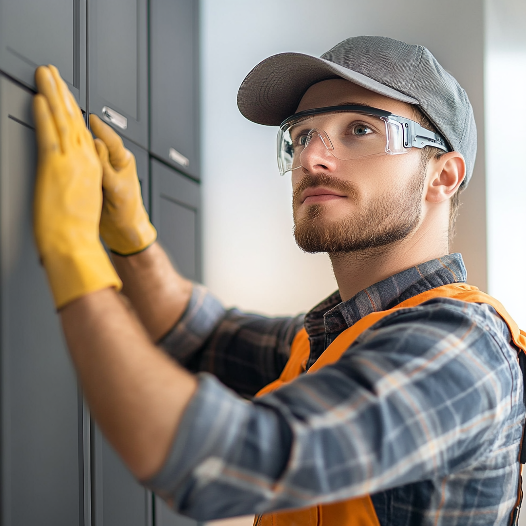 Handyman installing cabinets in Arlington, TX